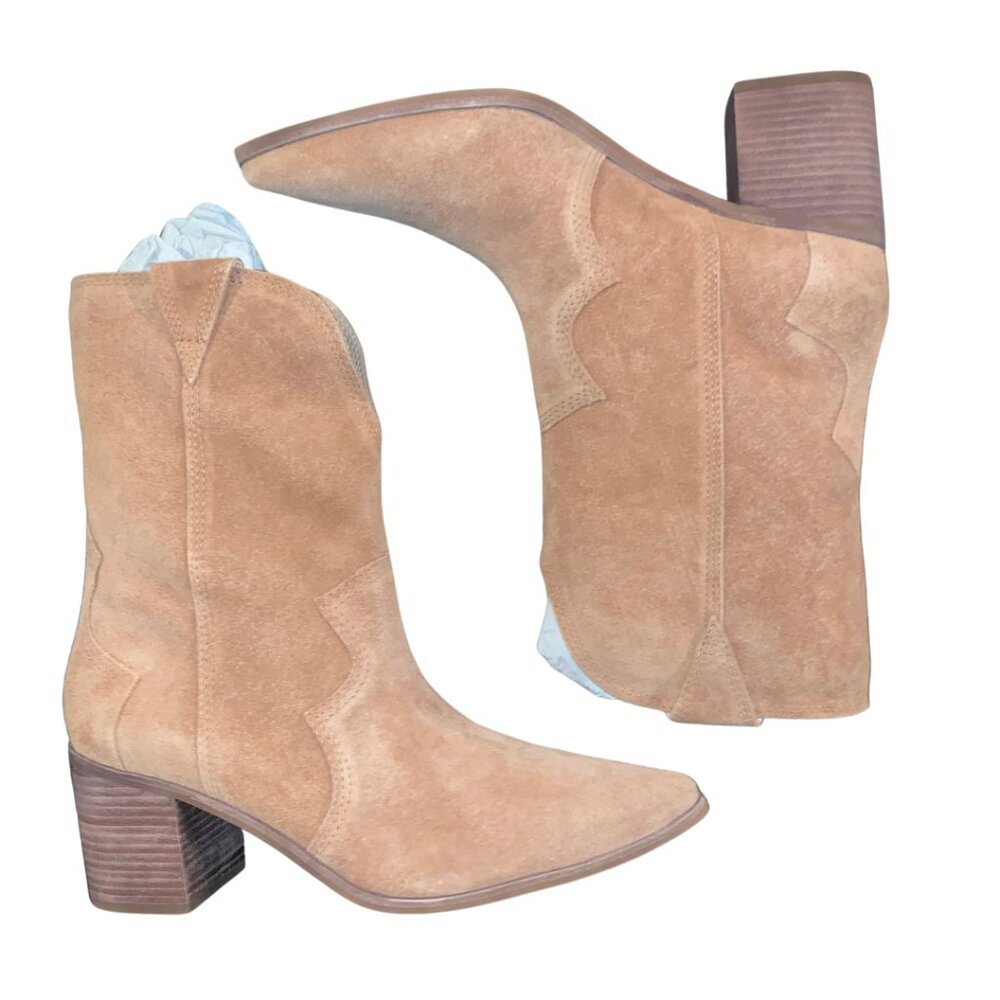 Kaanas Porto Caramel Pull On Stacked Heel Cowboy Boot Bootie Womens Size 11 - Picture 2 of 13